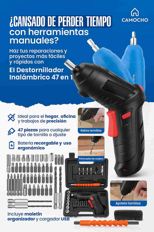 Destornillador Inalámbrico Recargable  47 en 1 + Maletín Organizador